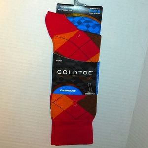 NWT Women's/Men's GoldToe Gold Plaid Dress Socks